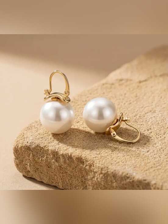 Anthropologie Jewelry - Gold Filled Pearl Hoop Earrings